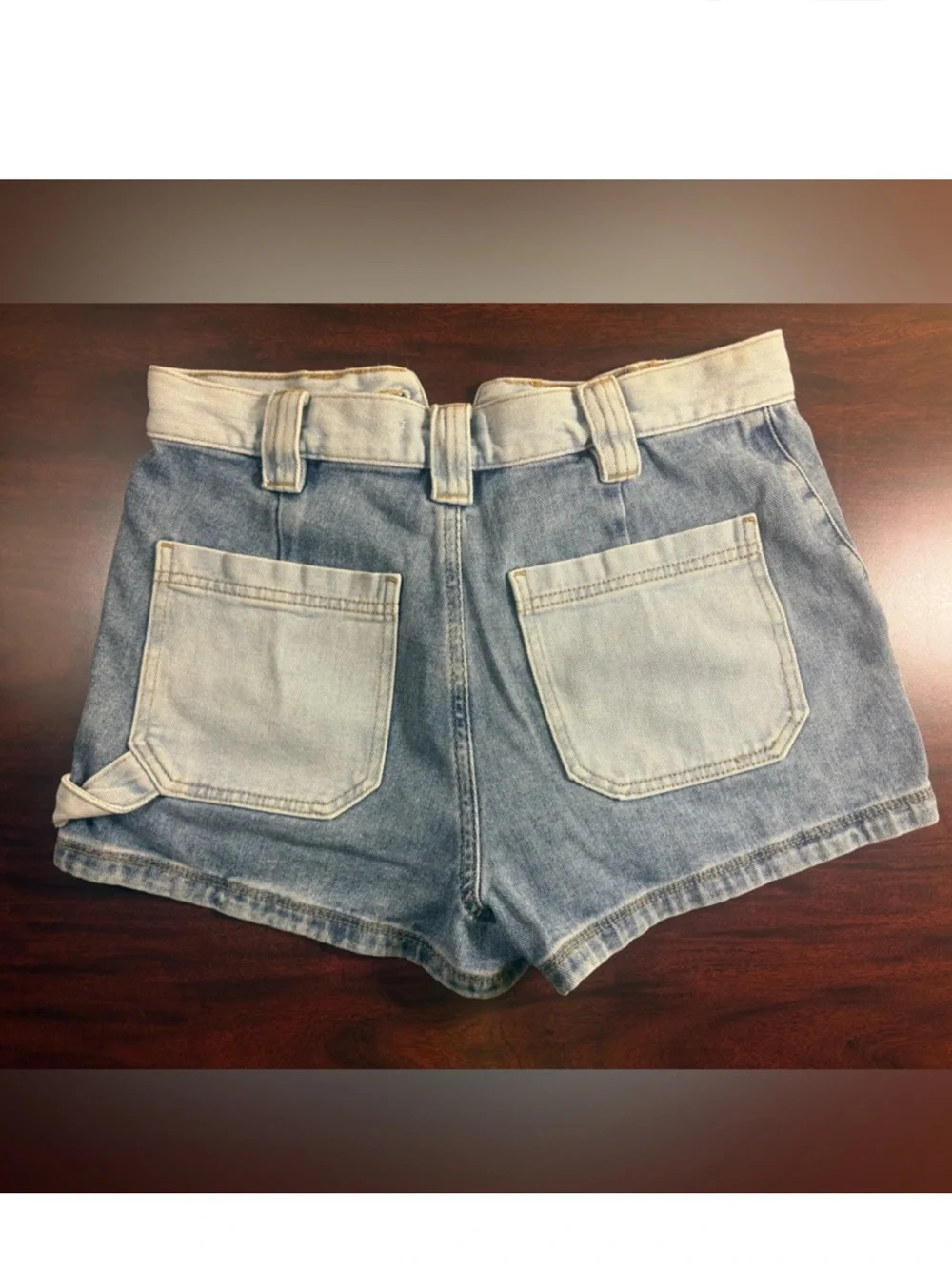 PacSun 23 Two-Tone Blue Cargo Carpenter Festival High Waisted Denim Shorts